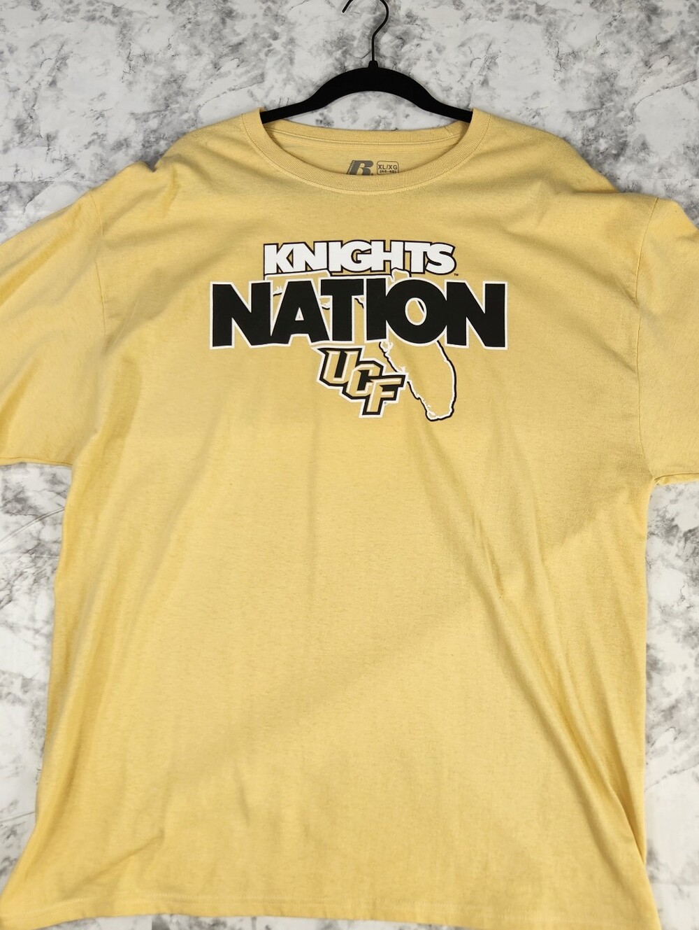 UCF Knights Nation Russell Athletic T Shirt XL Gold Florida College NCAA Tee